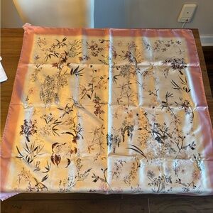 Dior Silk Scarf with Floral Design in Peach and Cream